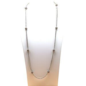 Sarah Coventry Silver-Tone Long Chain Double Strand Necklace with Filigree Ball